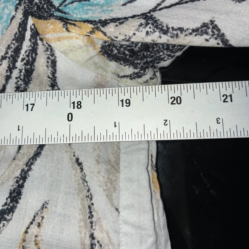 RL Pret Abstract Floral Tunic Blouse 3/4 Sleeve V-neck Light Weight Women Sz‎ 10